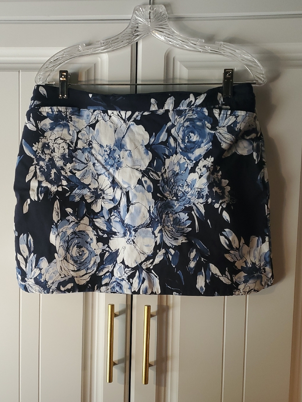 Navy Blue Floral Mini Skirt